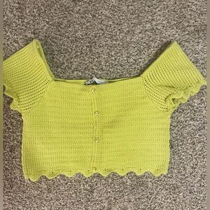 Lime green cropped Zara top